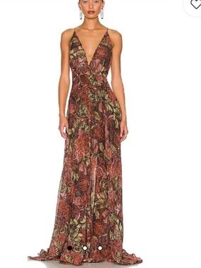 Ronny Kobo Collection Daniela Victorian floral chiffon maxi dress SMALL